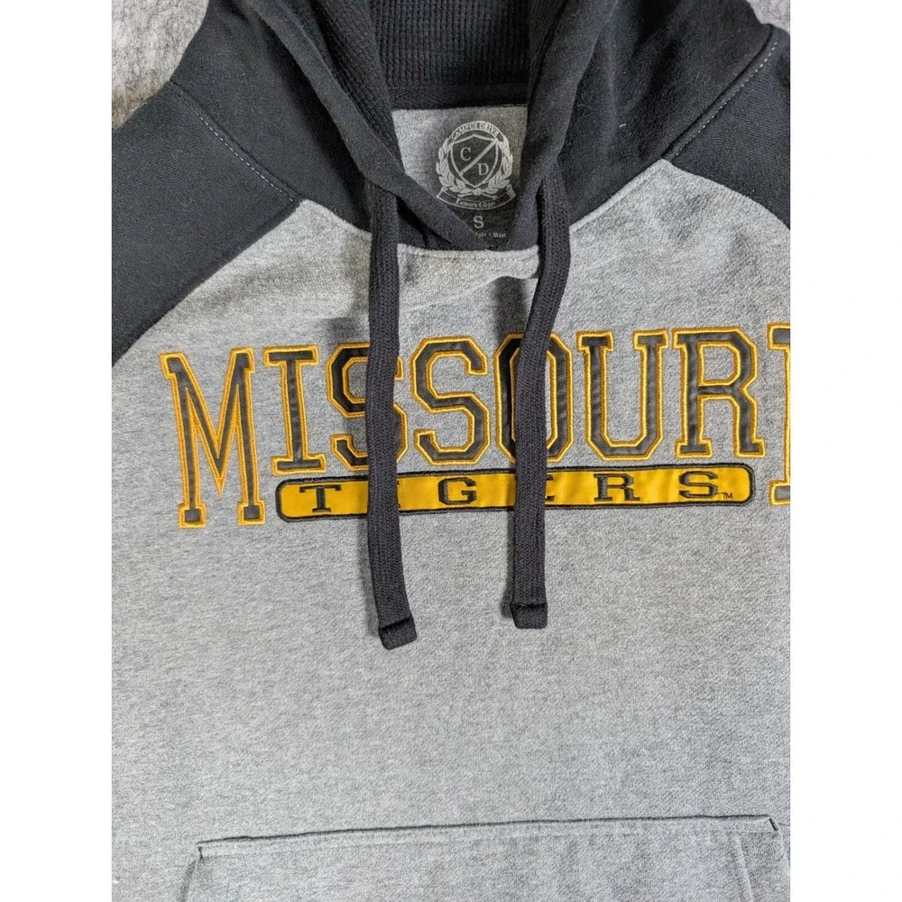 VTG Missouri Tigers‎ Black and Gray Hoodie Stitched Sweatshirt - Small